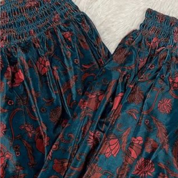 Free people Marla harem velvet Bohemian Pants EUC gorgeous peacock blue M - Picture 4 of 5